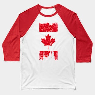 Canadian Flag - Variant - Red - Distressed Baseball T-Shirt